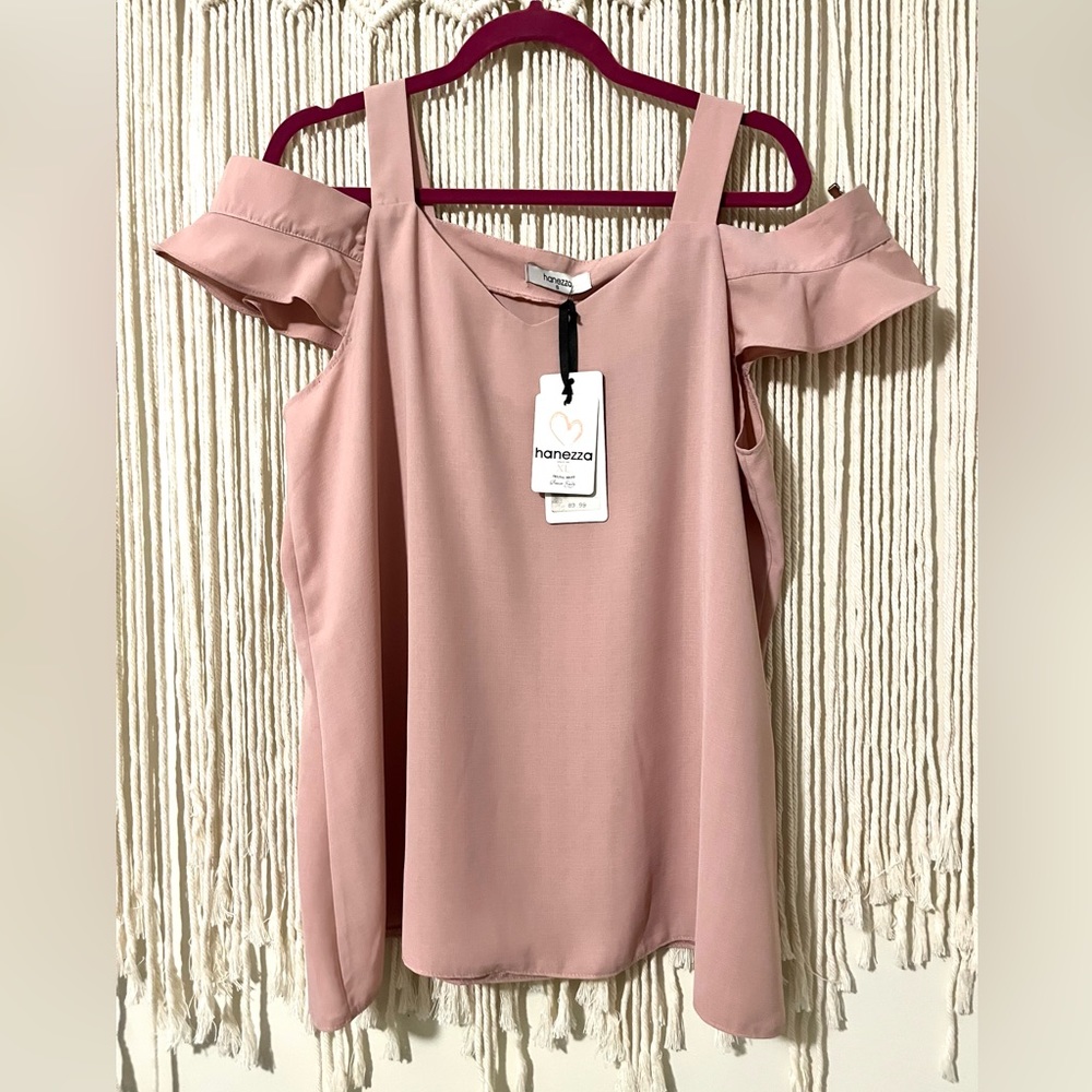 Hanezza Dusty Rose Frilled Sleeve Blouse XL